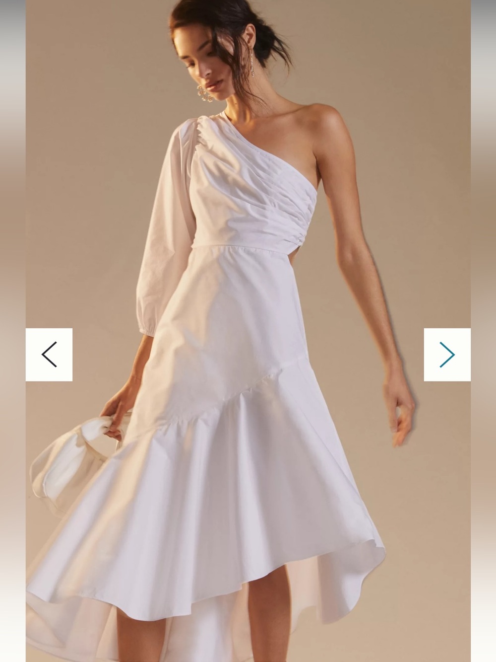 Anthropologie Guapa Women’s White One-Shoulder Midi Dress size 6 - Picture 1 of 14